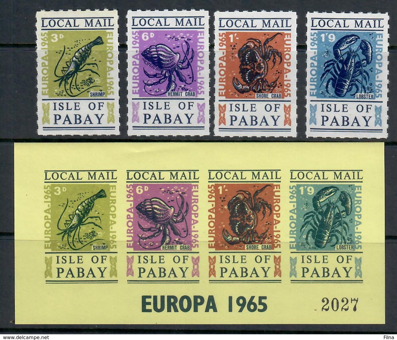 GRAN BRETAGNA 1965 EUROPA FAUNA VITA MARINA E CROSTACEI  - EMISSIONI LOCALI - ISLE OF PABAY - Local Issues