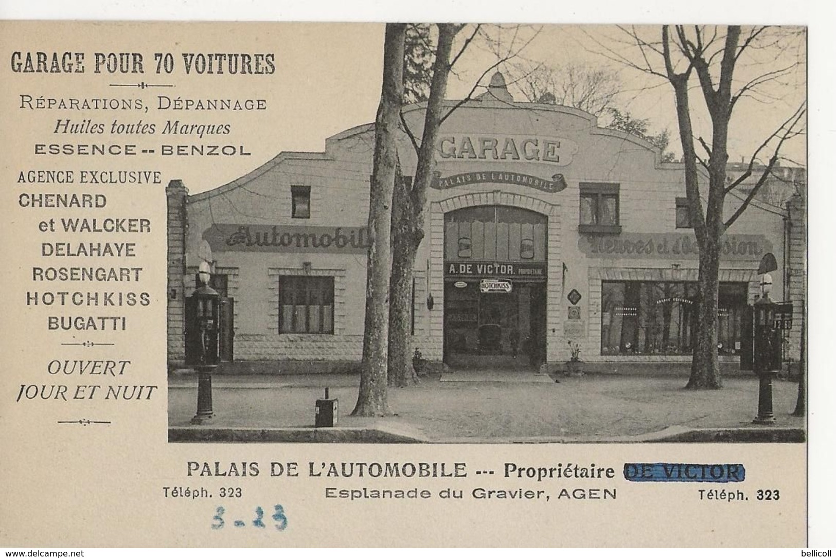 AGEN  -  Palais De L'Automobile -  Esplanade Du Gravier  -  Garage Pour 70 Voitures  -  Propriétaire A. De Victor - Agen