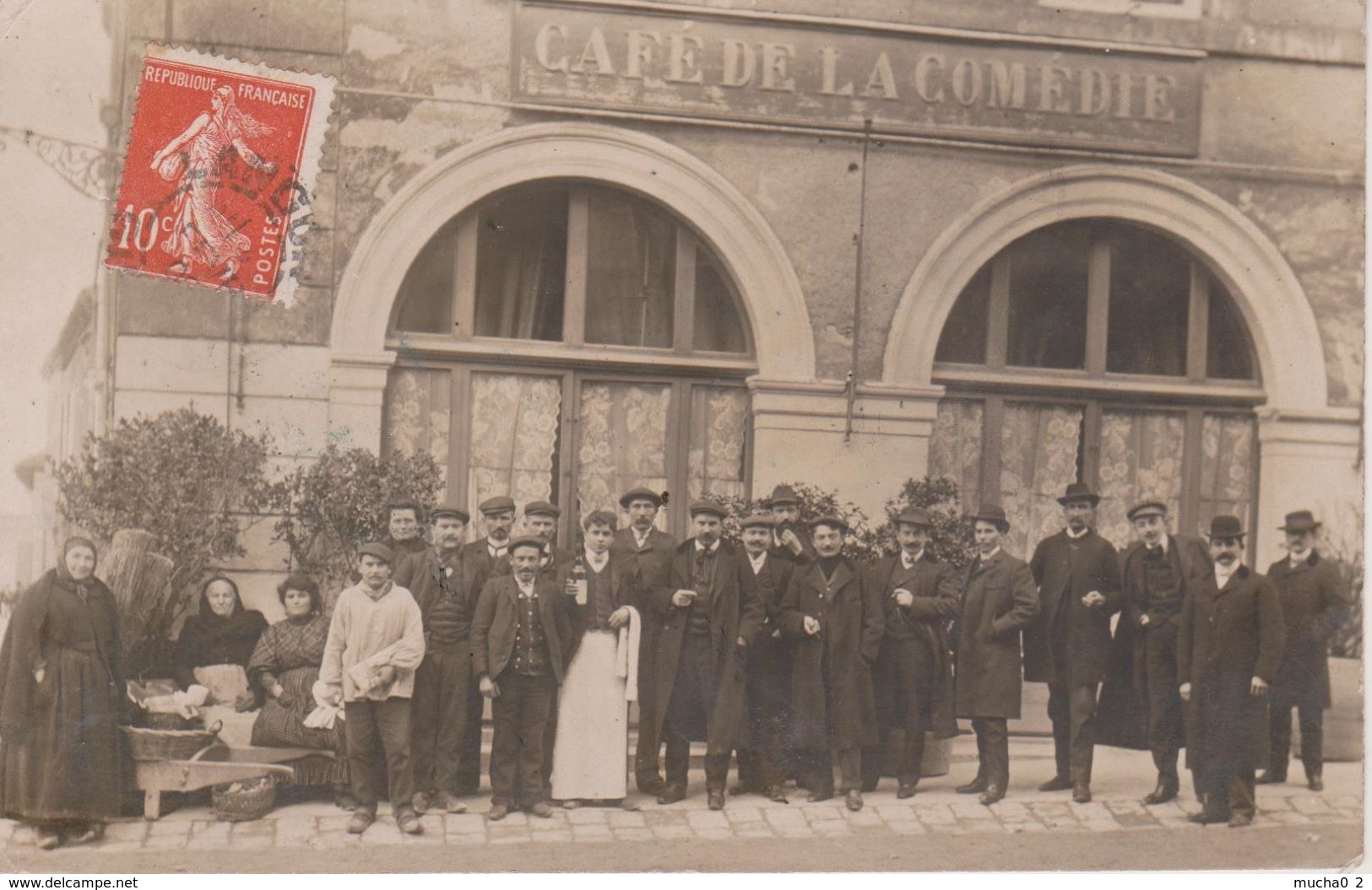 33 - LANGON - CARTE PHOTO - CAFE DE LA COMEDIE - SUPERBE PLAN - Langon