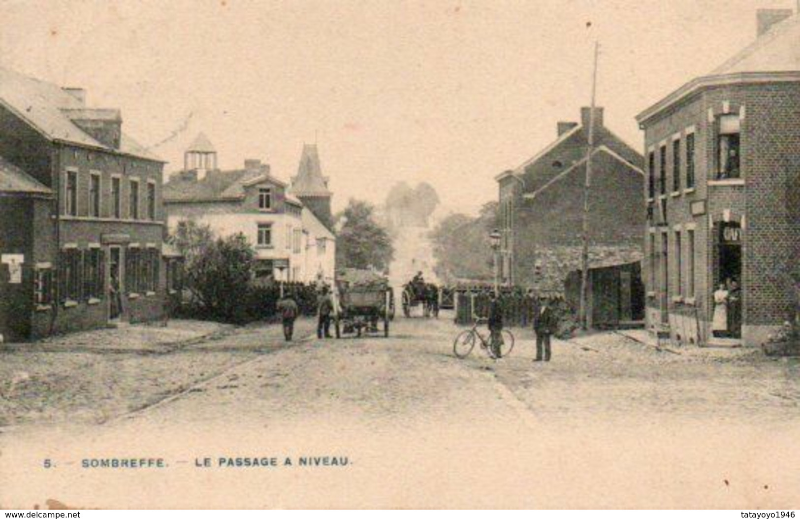 Sombreffe Le Passage A Niveau Cycliste Charette Bien Animée Circulé En 1905 - Sombreffe