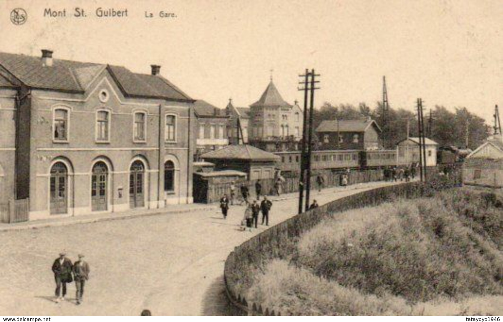 Mont St Guibert   La Gare Animée Circulé En 1924 - Mont-Saint-Guibert