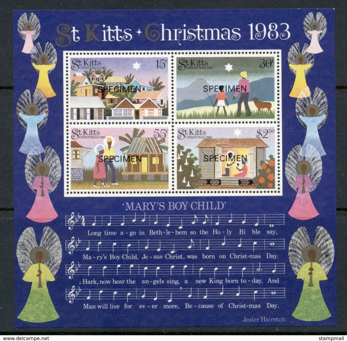 St Kitts 1983 Xmas MS SEPCIMEN MUH - St.Kitts And Nevis ( 1983-...)