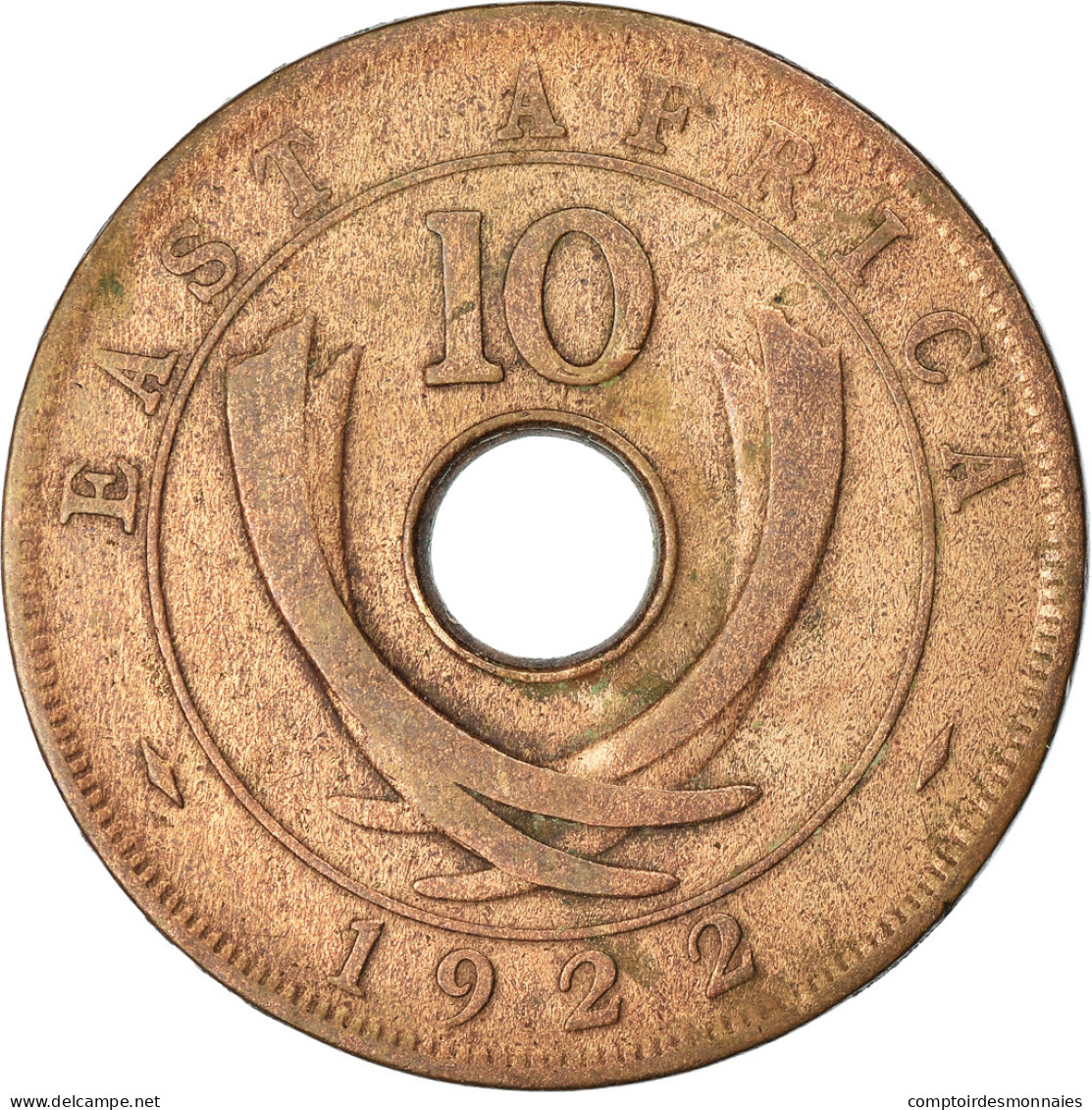 Monnaie, EAST AFRICA, George V, 10 Cents, 1922, TB+, Bronze, KM:19 - Ostafrika Und Herrschaft Von Uganda