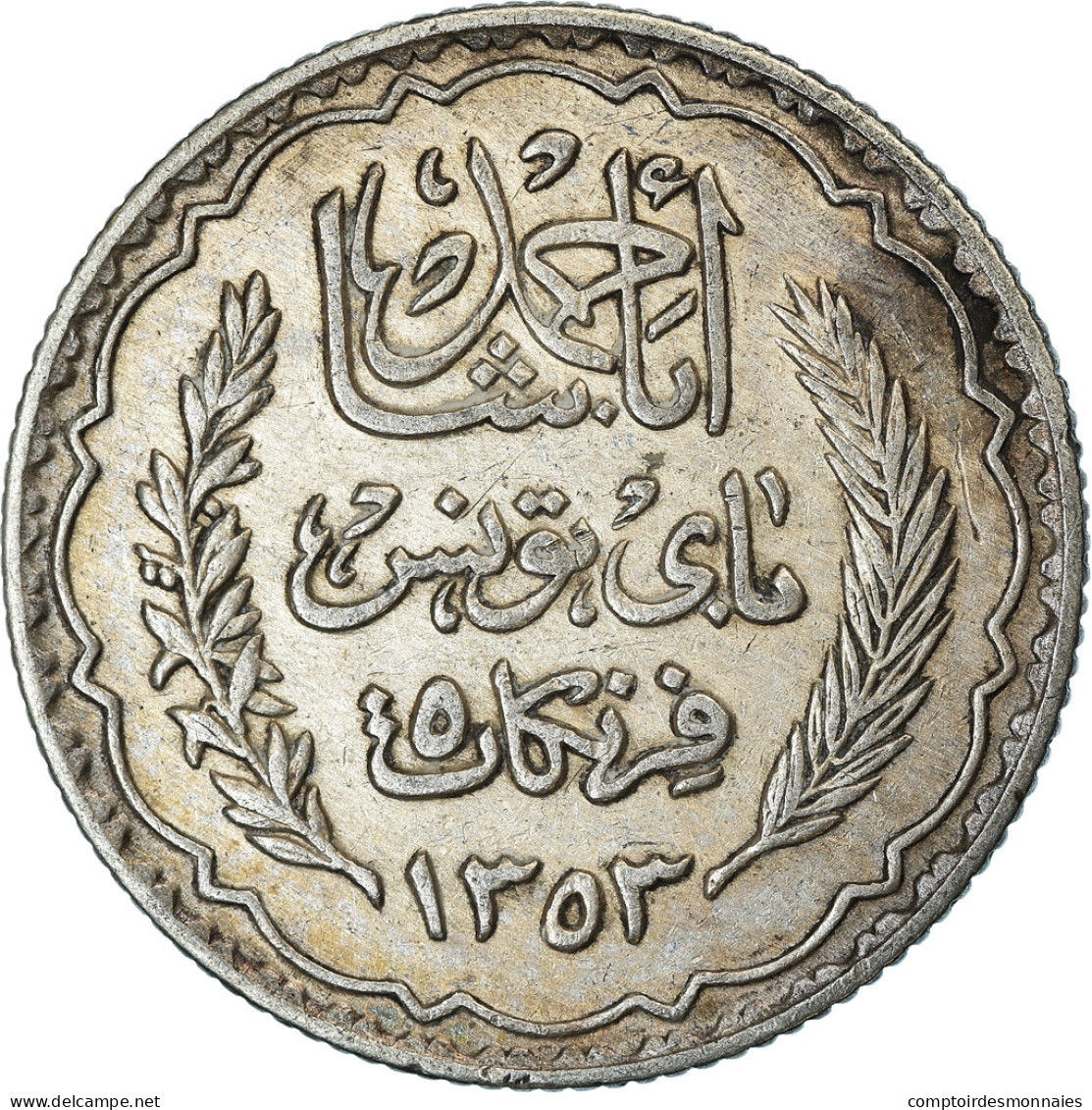 Monnaie, Tunisie, Ahmad Pasha Bey, 5 Francs, 1936, Paris, TTB, Argent, KM:261 - Tunisia