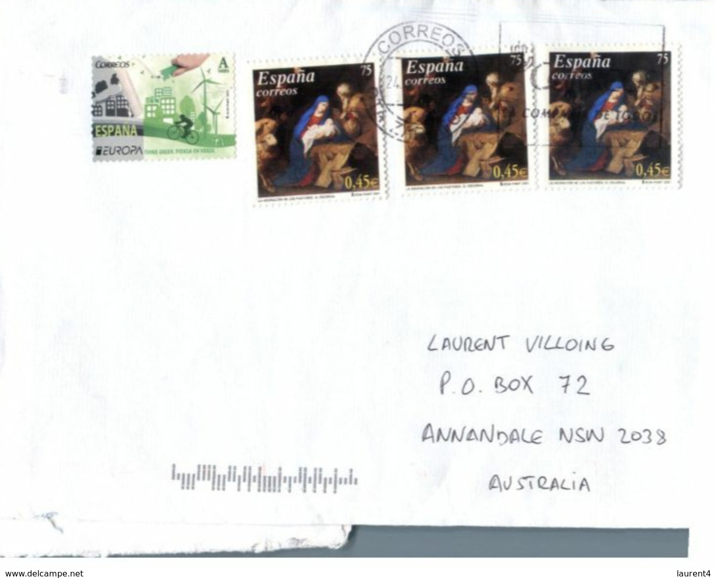 (G 8) Mail Posted From Spain To Australia (envelope With Stamps) With Europa Etc - 2016