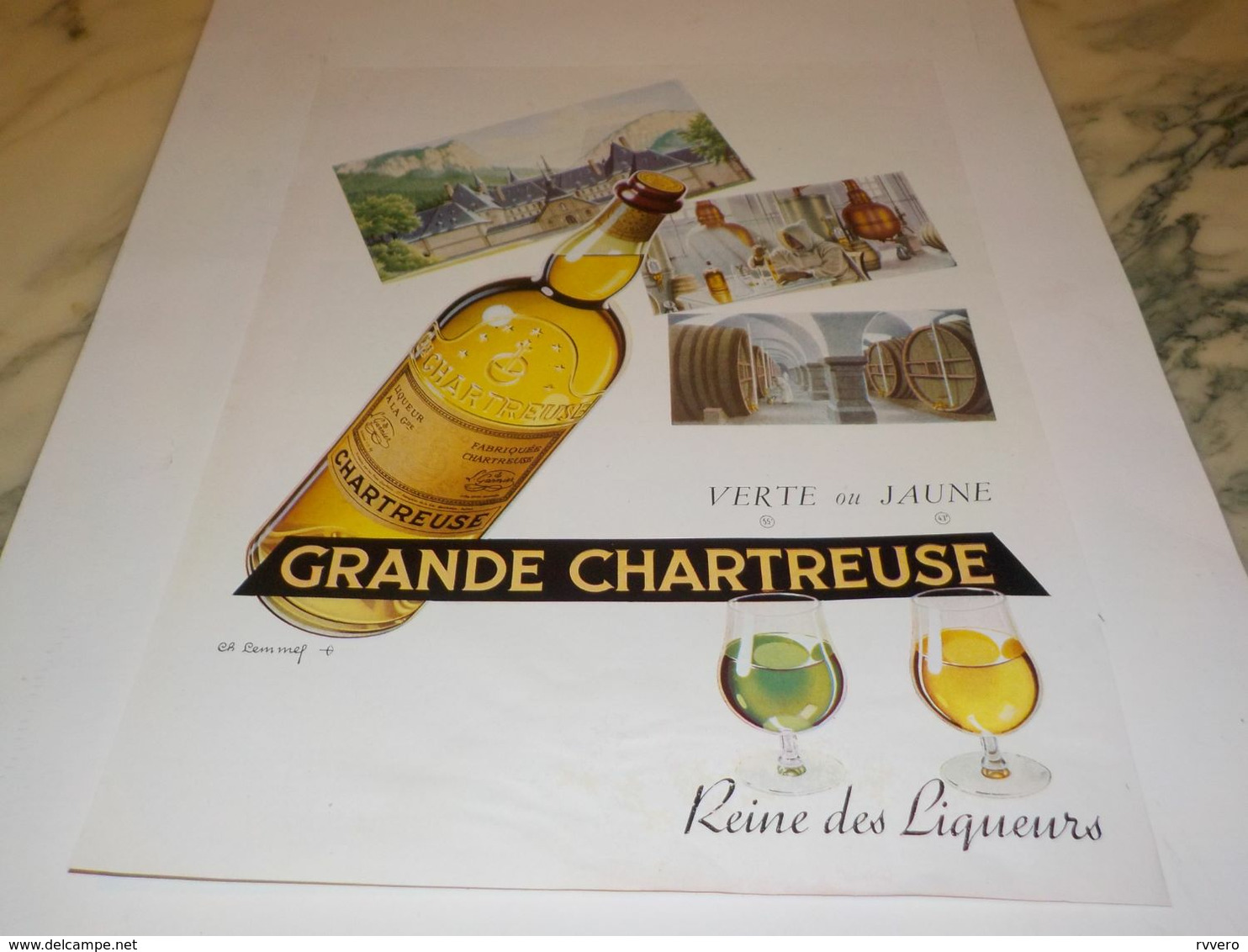 ANCIENNE PUBLICITE LIQUEUR GRANDE CHARTREUSE  1953 - Alcohols