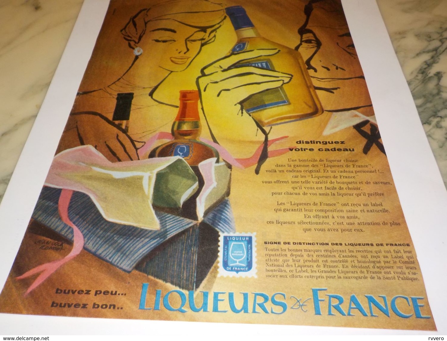 ANCIENNE PUBLICITE BUVEZ PEU BUVEZ BON LIQUEUR DE FRANCE 1959 - Alcools