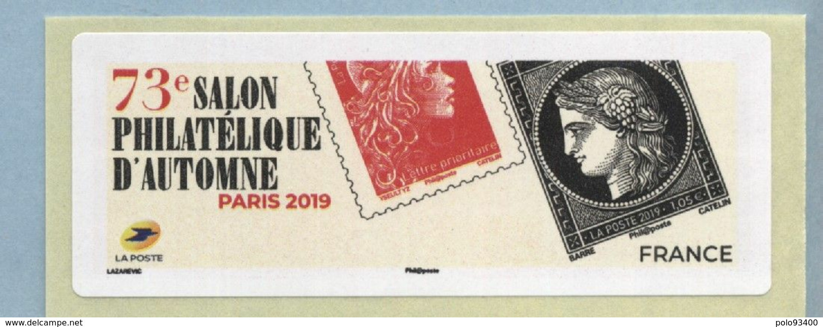 2019 LISA 2 VIERGE 73ème Salon Philatélique D'automne à Paris - 2010-... Illustrated Franking Labels