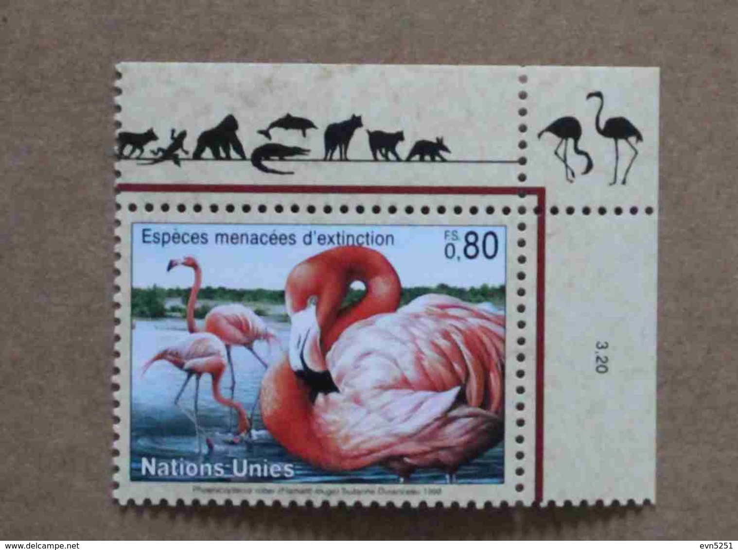 Ge98-01 : Nations-Unies (Genève) / Protection De La Nature - Flamant Rouge Des Caraïbes Ou Flamant De Cuba - Unused Stamps