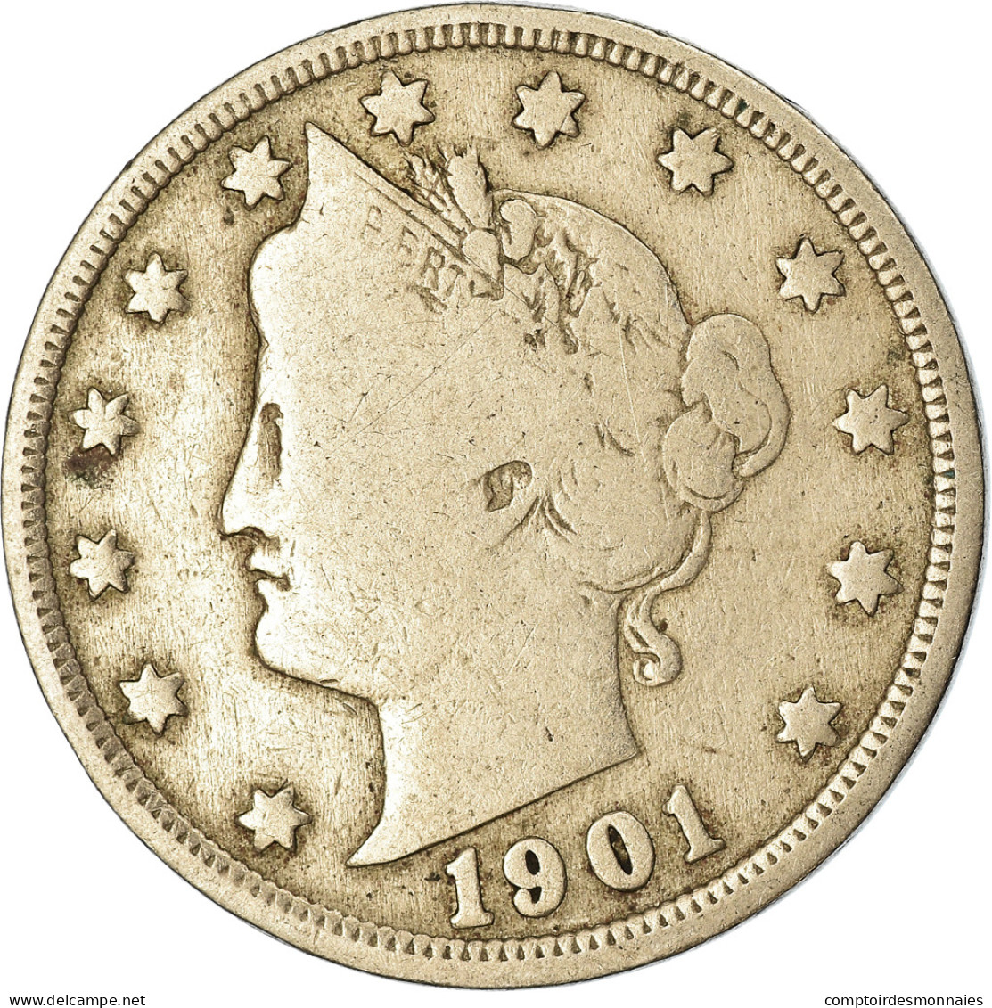 Monnaie, États-Unis, Liberty Nickel, 5 Cents, 1901, U.S. Mint, Philadelphie - 1883-1913: Liberty