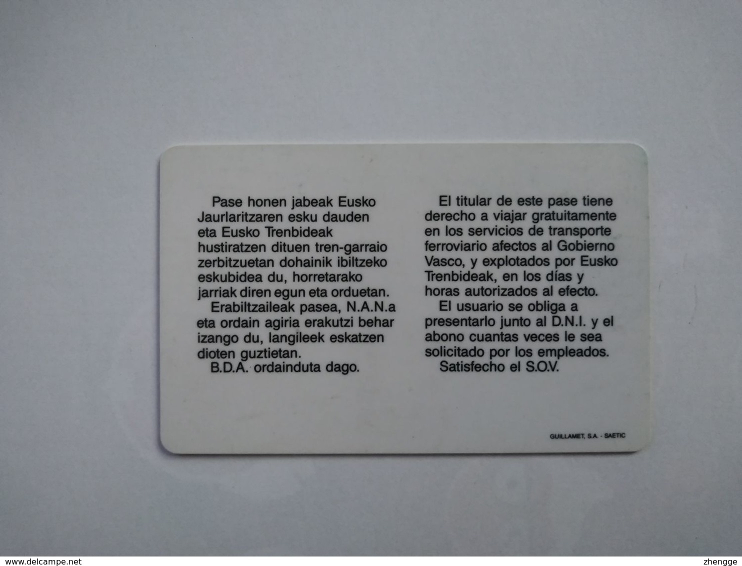 Spain Transport Cards, (1pcs) - Non Classés