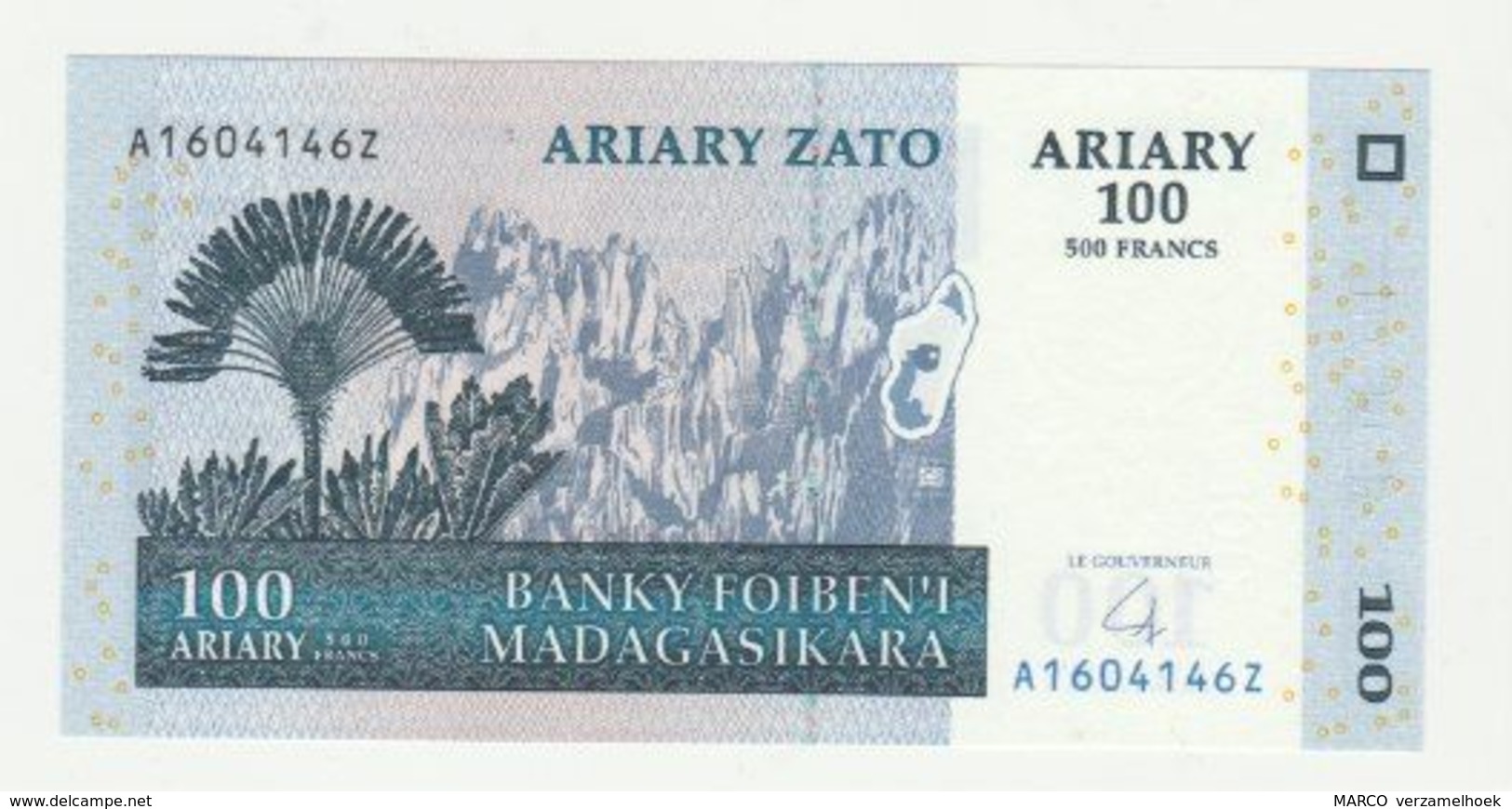 Banknote Madagaskar 100 Ariary 500 Francs 2004 UNC (signature) - Madagascar