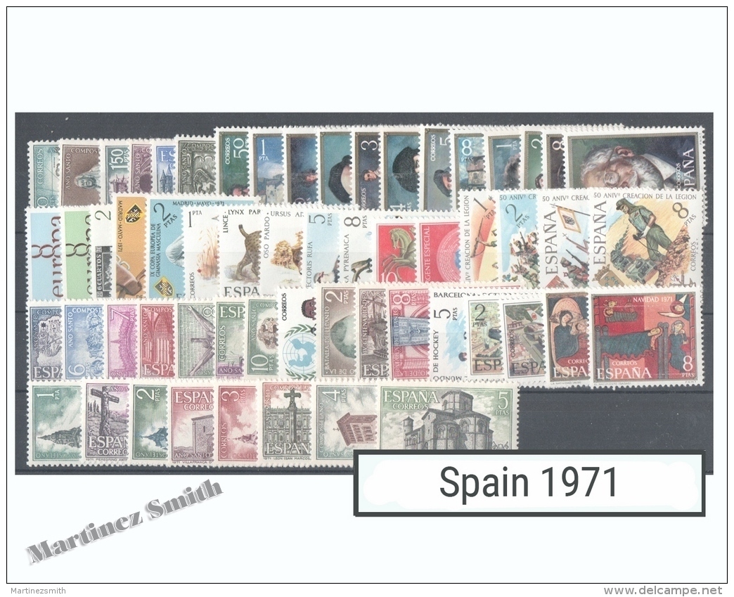 Complete Year Set Spain 1971 - 63 Values - Yv. 1663-1724 / Ed. 2008-2070, MNH - Ganze Jahrgänge