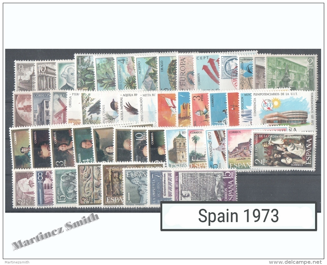 Complete Year Set Spain 1973 - 50 Values - Yv. 1771-1821 / Ed. 2117-2166, MNH - Ganze Jahrgänge