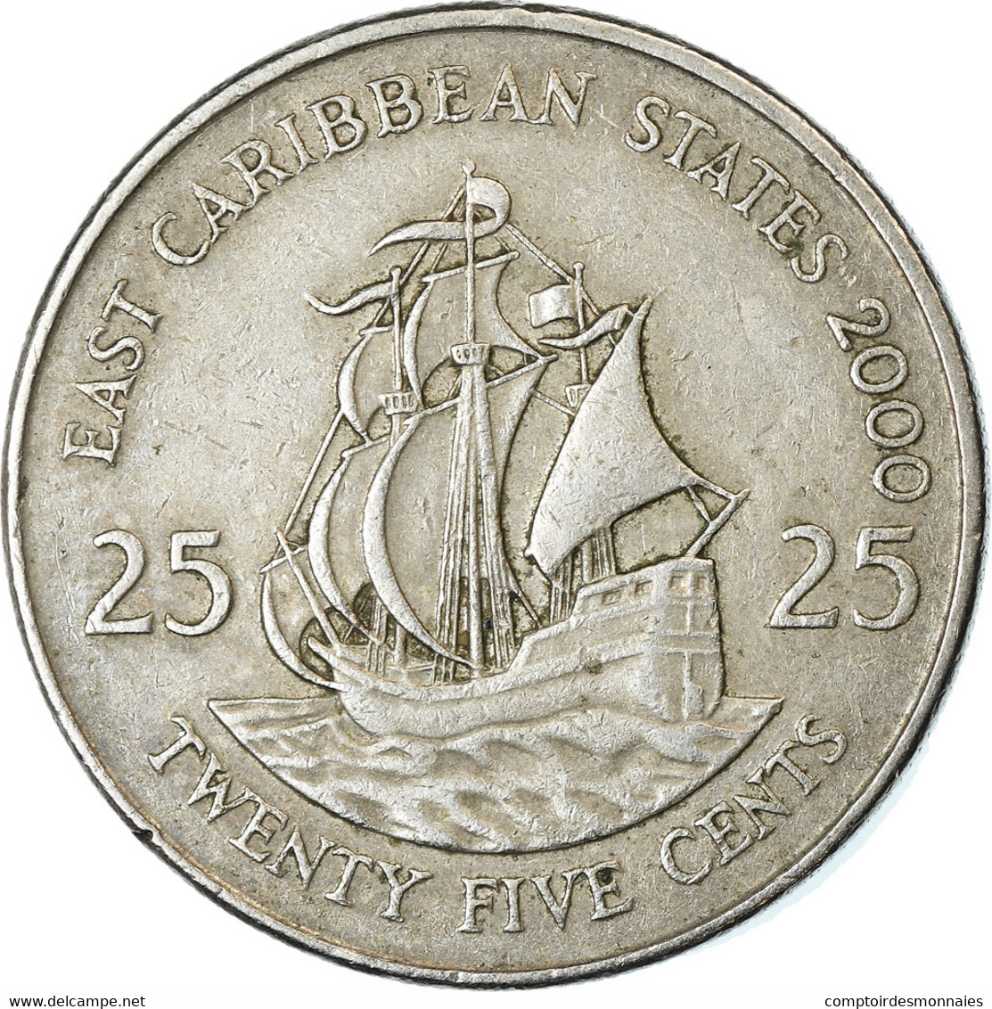 Monnaie, Etats Des Caraibes Orientales, Elizabeth II, 25 Cents, 2000, TTB - Ostkaribischer Staaten