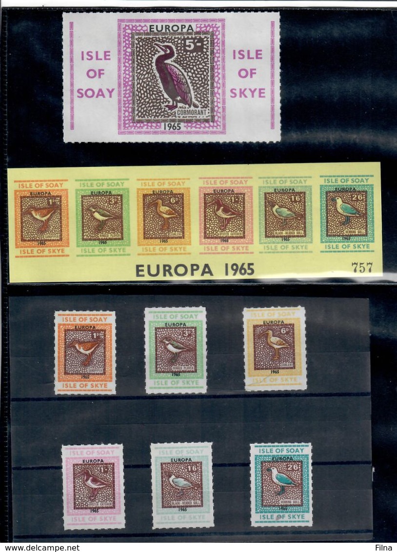 GRAN BRETAGNA 1965  EUROPA - ISLE OF SOAY SKYE - FAUNA UCCELLI - SERIE + 2 BF  MNH** - Lokale Uitgaven