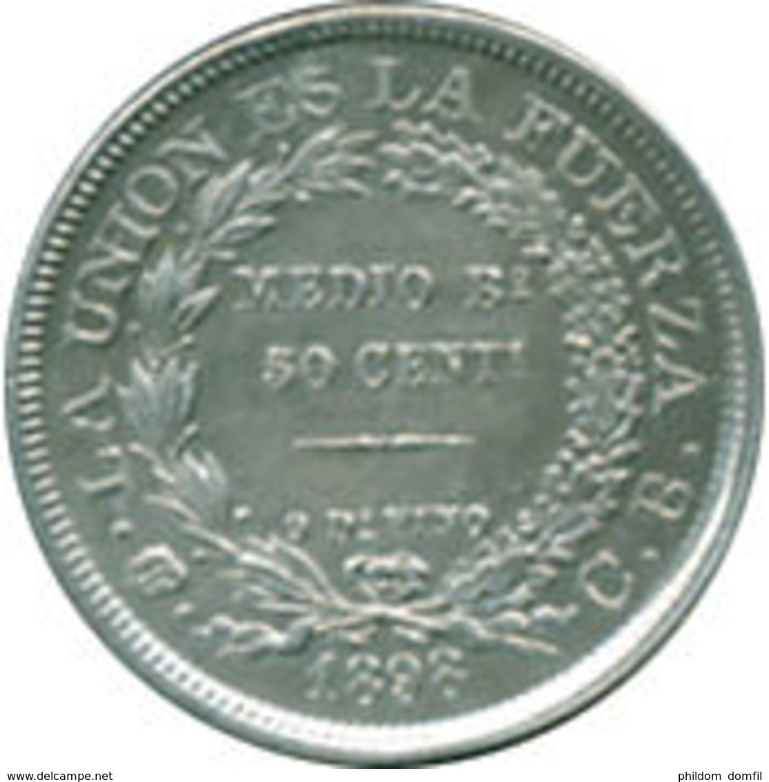 Ref. 971-1102 - COI BOLIVIA . 1898. 	BOLIVIA 50 CENT. 1898 SILVER	. BOLIVIA 50 CENT. 1898 SILVER - Bolivië