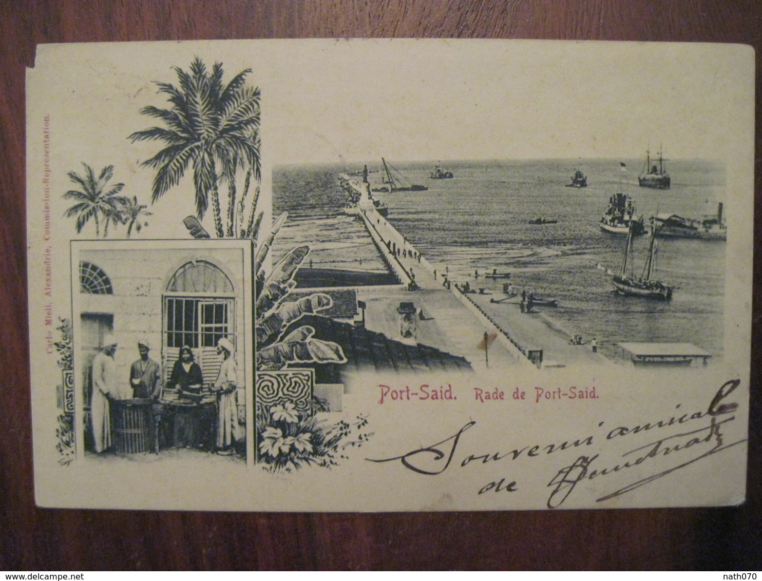 Port Said 1902 Egypte CPA La Rade France Adressée à Montélimar Nougats CADET Nougatier Voir Au Dos - Storia Postale