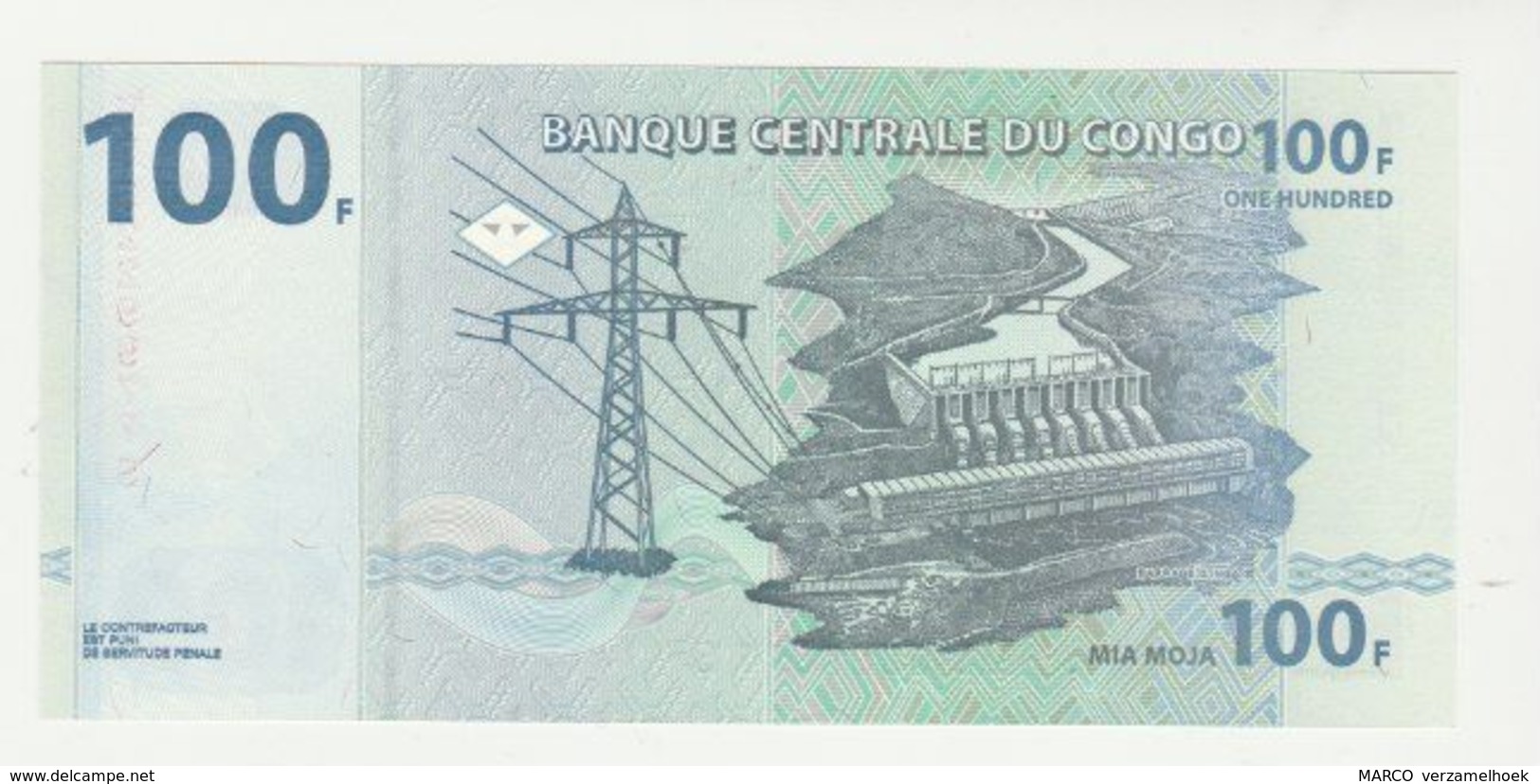 Banknote Banque Centrale Du Congo 100 Francs 2013 UNC Olifant-elephant - République Démocratique Du Congo & Zaïre