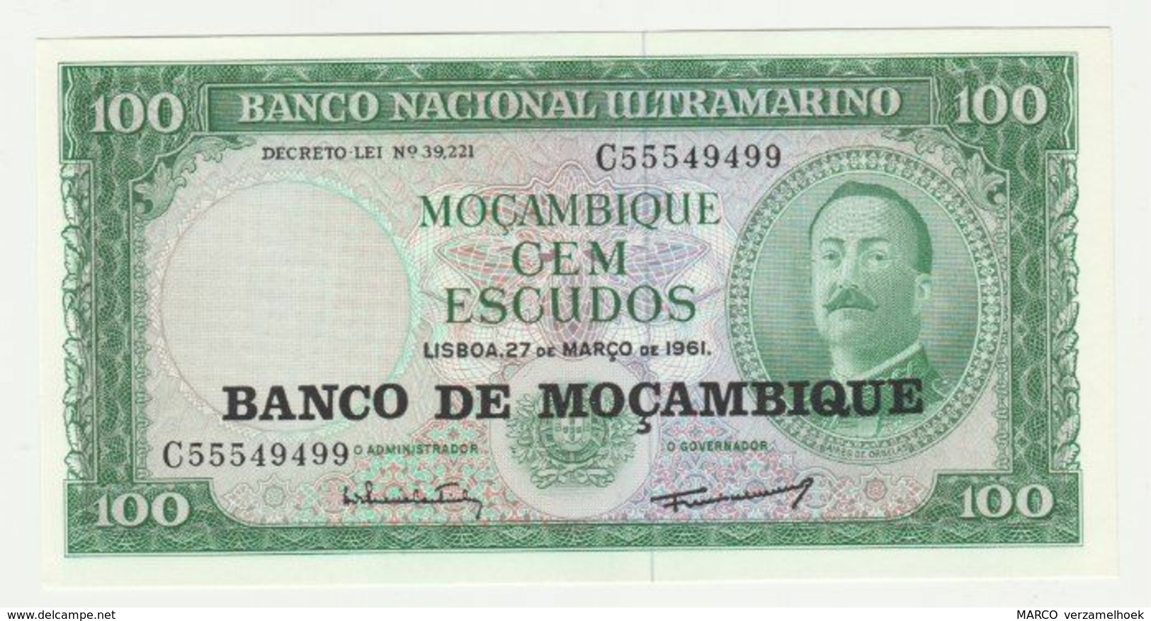 Banknote Mozambique-mocambique 100 Escudos 1961 UNC - Mozambique