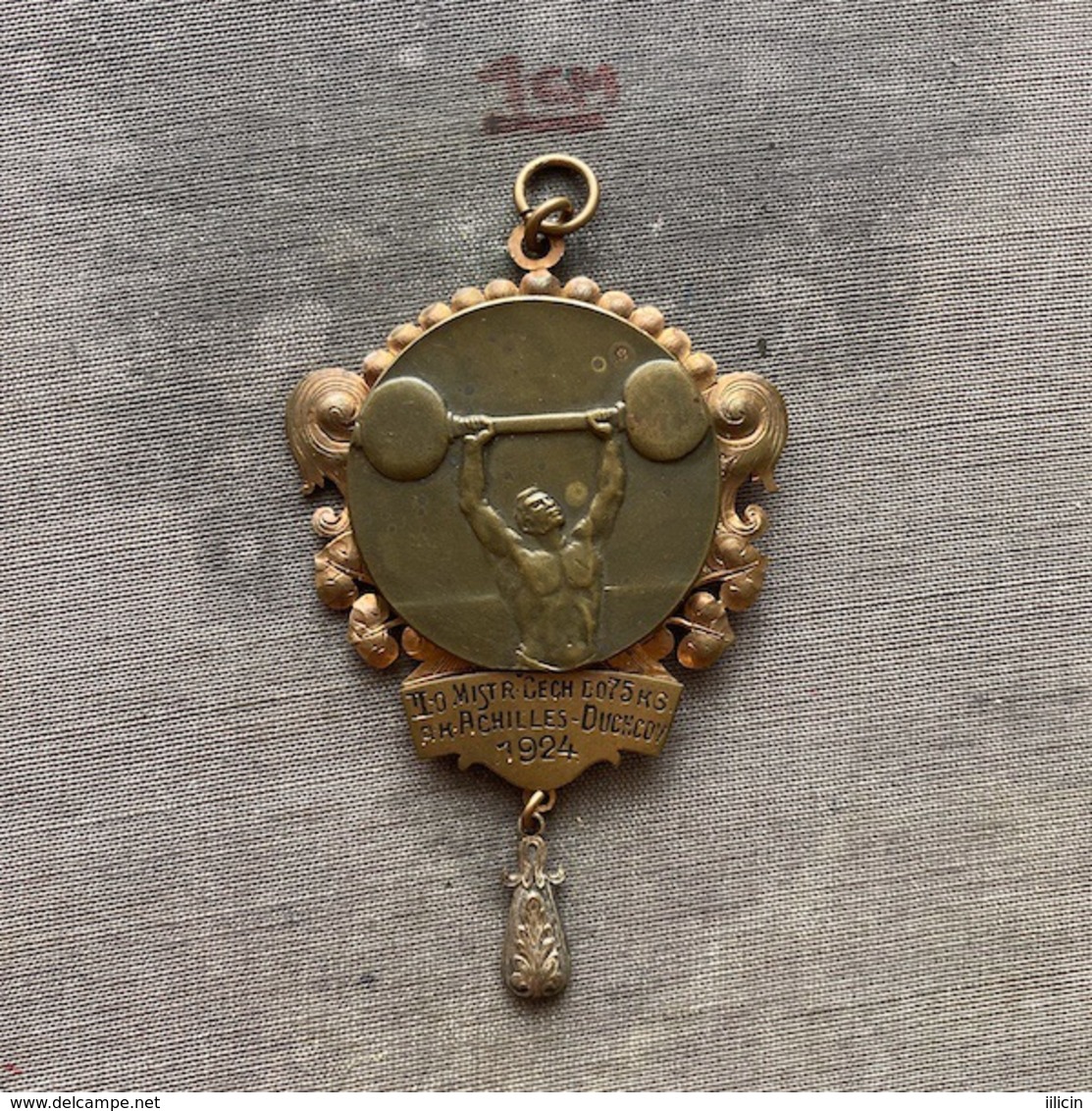 Badge Pin ZN009365 - Weightlifting Czechoslovakia Championships Achilles Duchcov 1924 - Gewichtheben