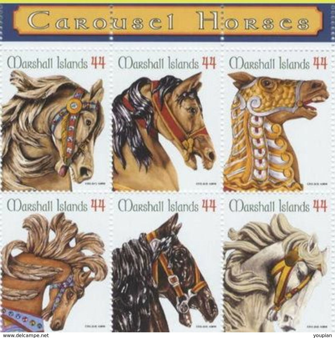 Marshall Islands 2010, Carousel Horses, MNH Stamps Set - Marshall