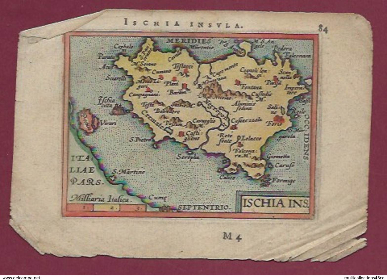 310720 CARTE GEOGRAPHIQUE Colorisée Vers 1601 XVIIe MELITA ISCHIA INSULA ITALIE ILE D'INSCHIA - Cartes Géographiques