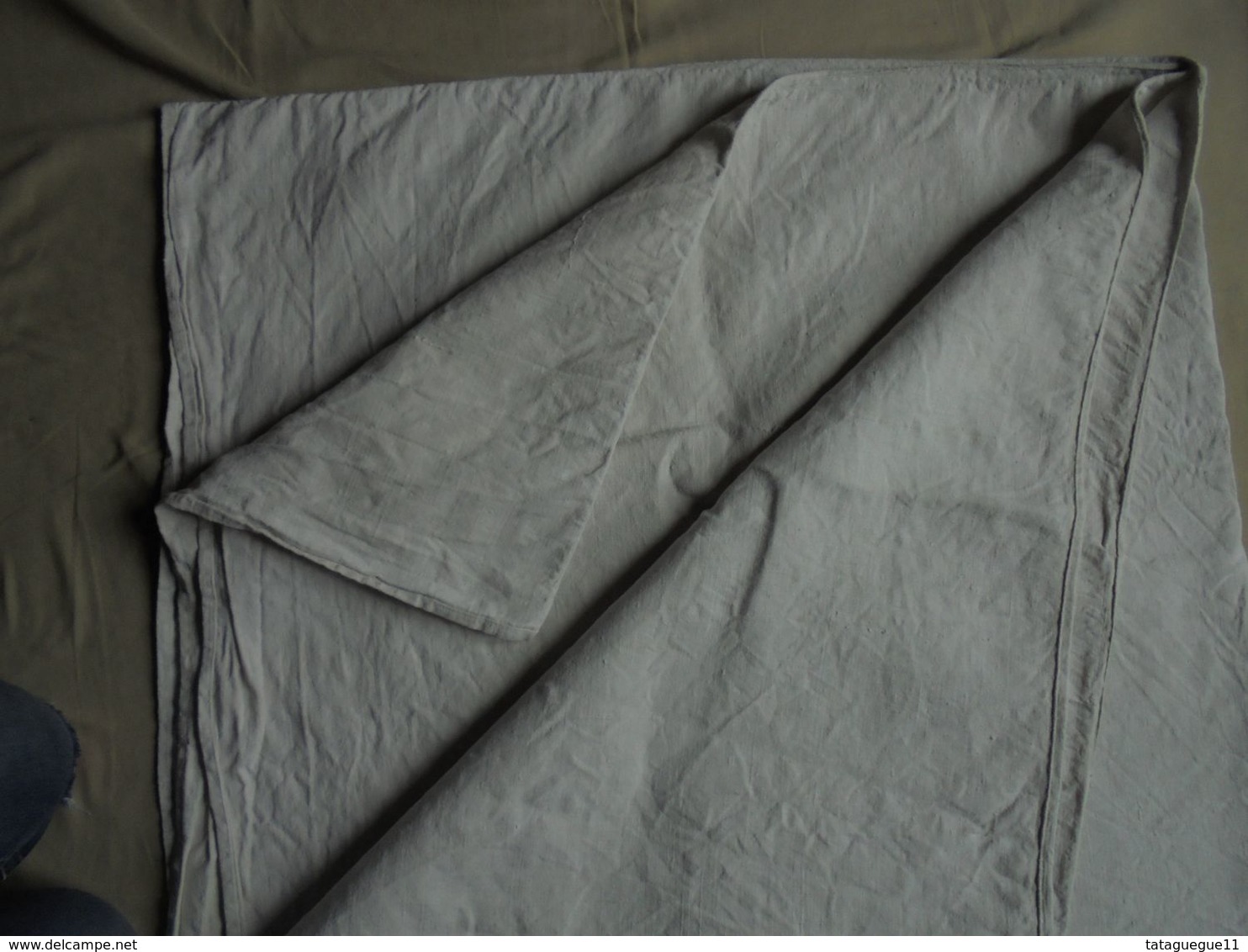 Ancien - Drap Toile De Coton 2 Pans Réunis Années 40 - Lenzuola/Copriletti