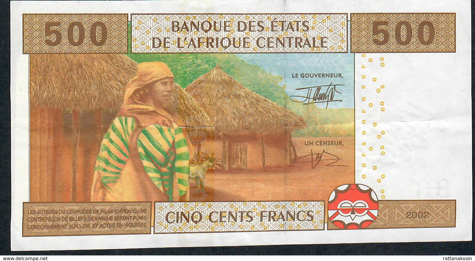 C.A.S. CHAD LETTER C P606Ca 500 FRANCS 2002 Signature 5    VF   NO P.h. - Zentralafrikanische Staaten