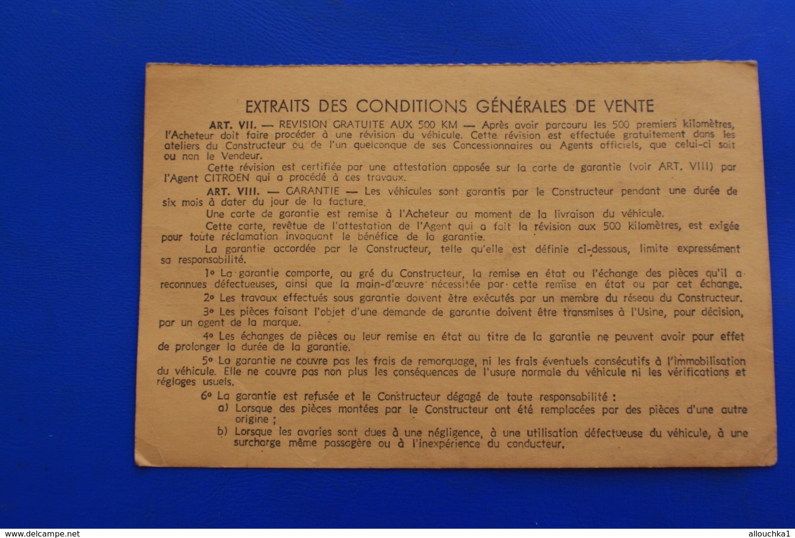 LA VERPILLERE 38 CITROËN VÉHICULE VOITURE AUTOMOBILE CARTE DE GARANTIE De 1966- 584 KM -IMMATRICULATION 5756 SC 38 - Cars