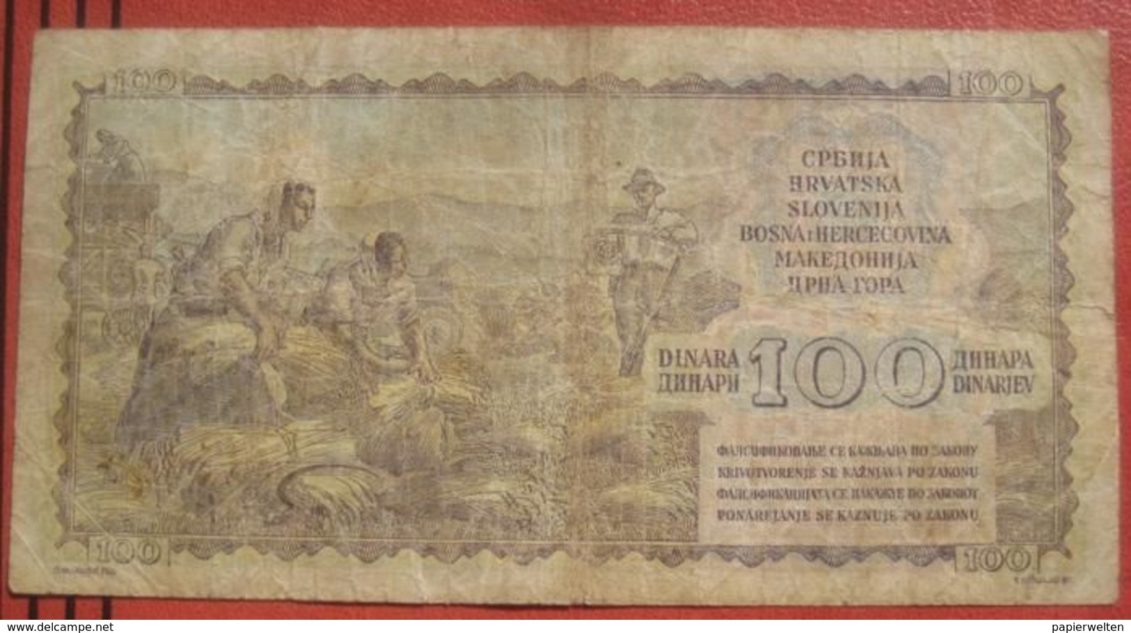 100 Dinara 1953 (WPM 68) - Jugoslawien