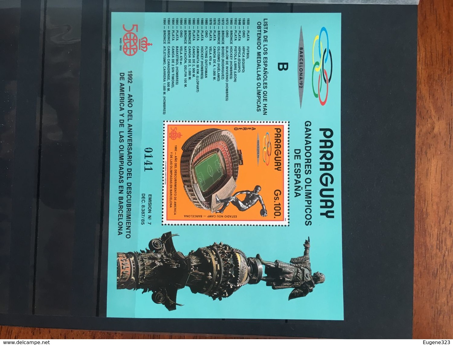 Paraguay Olympic Barcelona Summer 1992 Block MNH** - Ete 1992: Barcelone