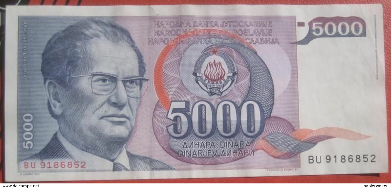 5000 Dinara 1985 (WPM 93A) - Yugoslavia