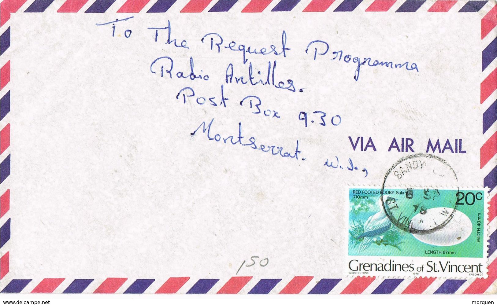 37153. Carta Aerea SANDY (St. Vincent Y Granadines) 1978 To Montserrat - St.Vincent Y Las Granadinas