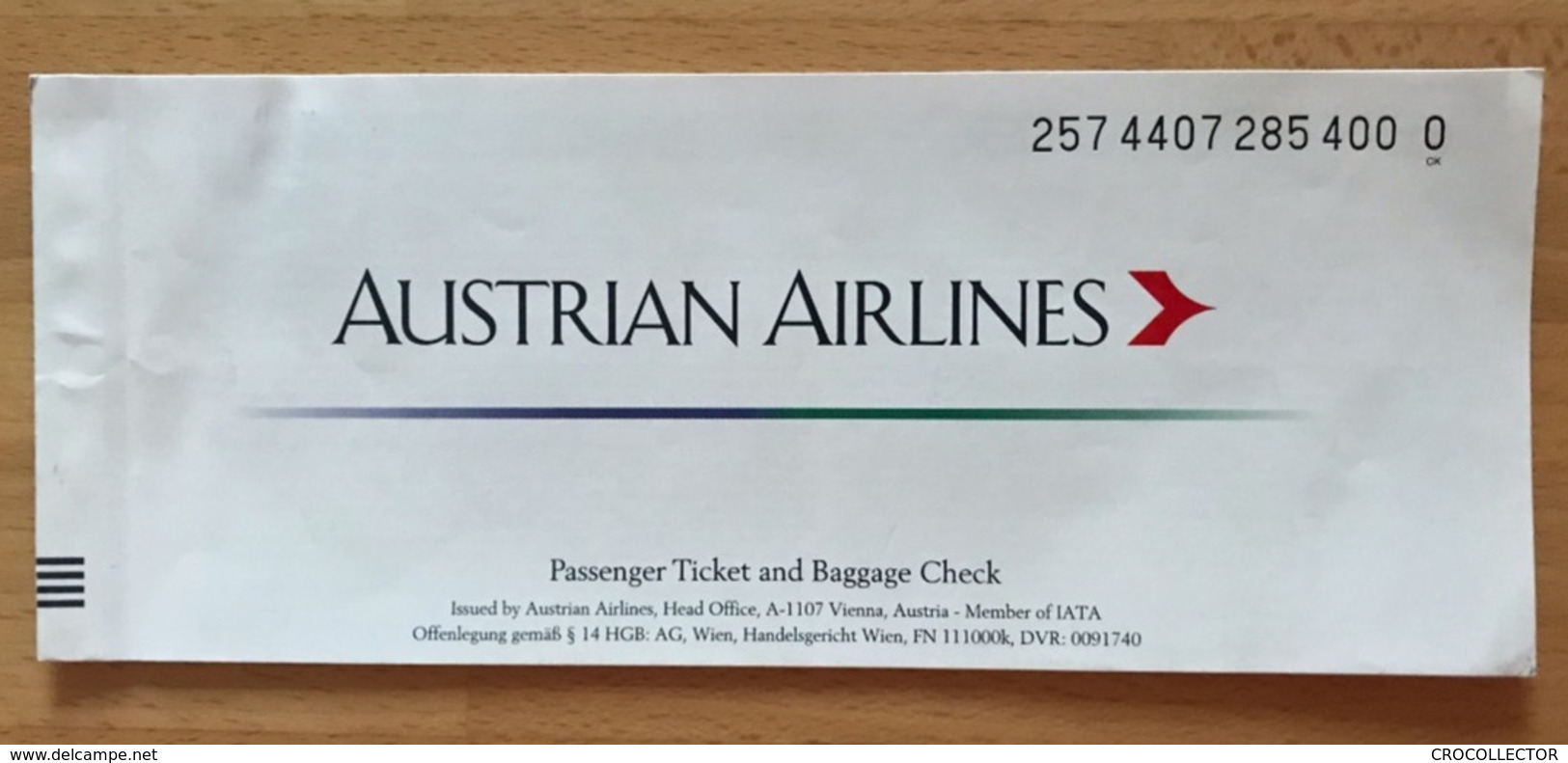 AUSTRIAN AIRLINES TICKET 12SEP99 VIENNA ANAPA - Biglietti