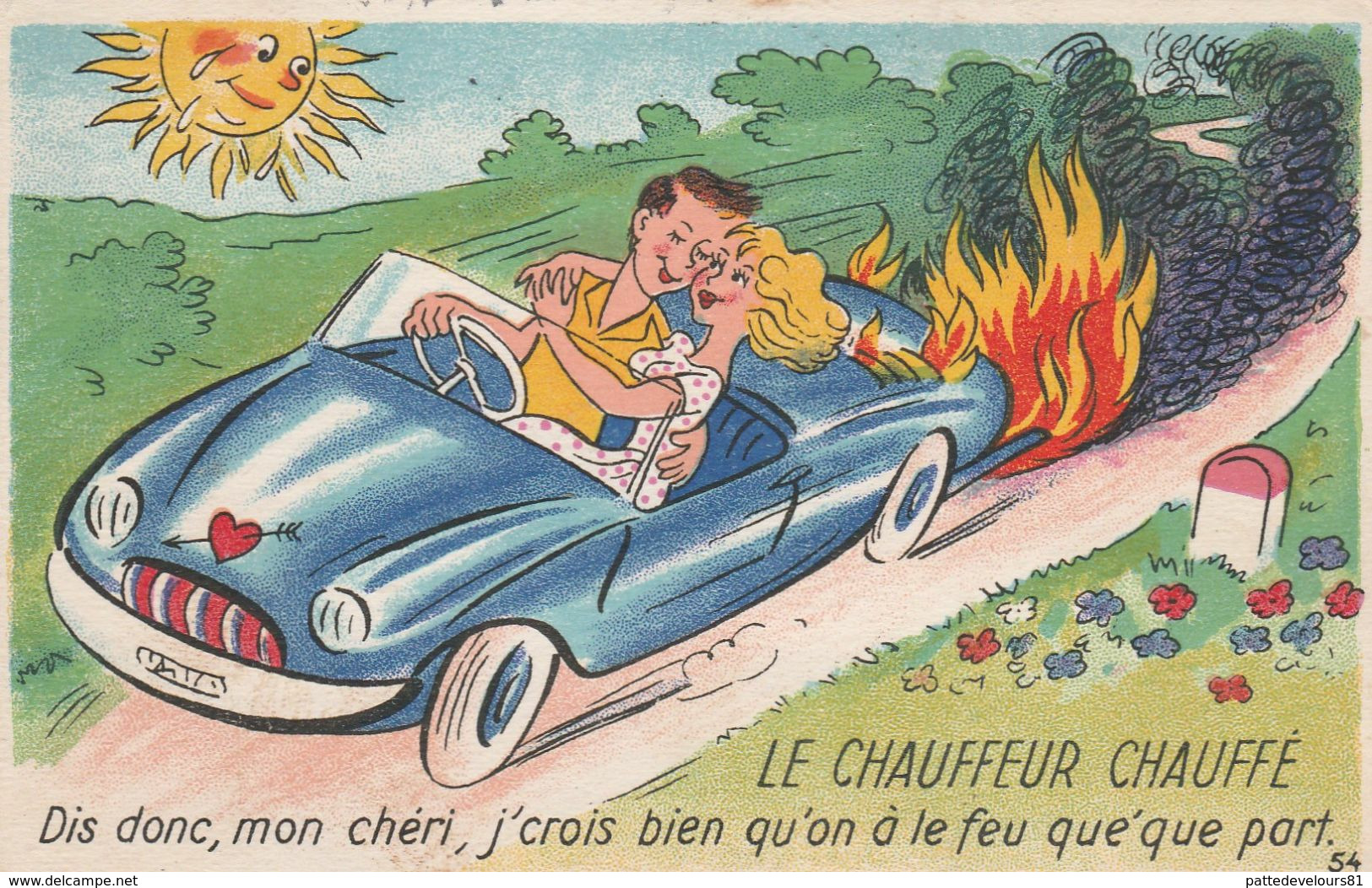 CPSM Grivoise Pin-up Sexy Allumeuse Moteur Feu Voiture Automobile Véhicule Humour Illustrateur Anonyme (2 Scans) - Hedendaags (vanaf 1950)