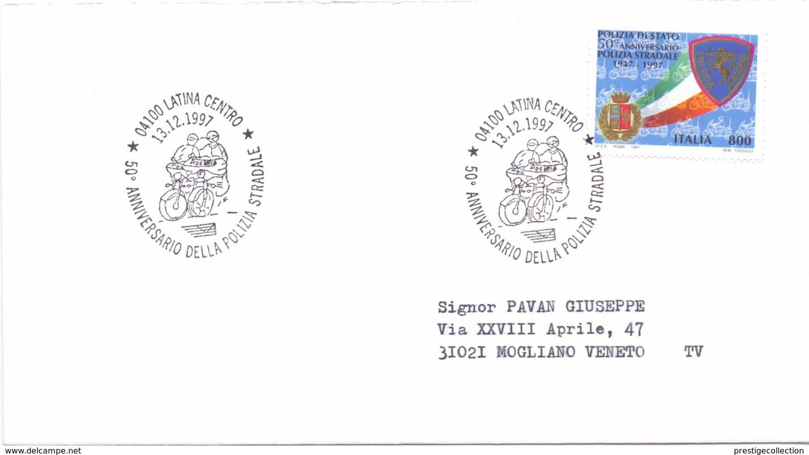 LATINA  ANNIVERSARIO POLIZIA STRADALE 1997 COVER   (AGO200088) - Police - Gendarmerie