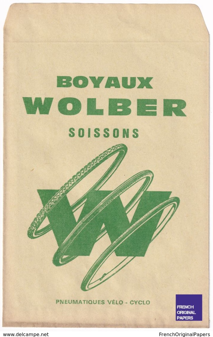 Rare Pochette Papier Boyaux Wolber à Soissons - Thèmes Publicité Vélo Cycle Cycliste Sport Pneu Pneumatique Ephemera GF1 - Verzamelingen