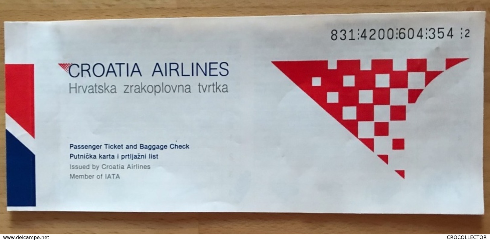 CROATIA AIRLINES TICKET 11JUL98 ROME SPLIT ROME - Tickets