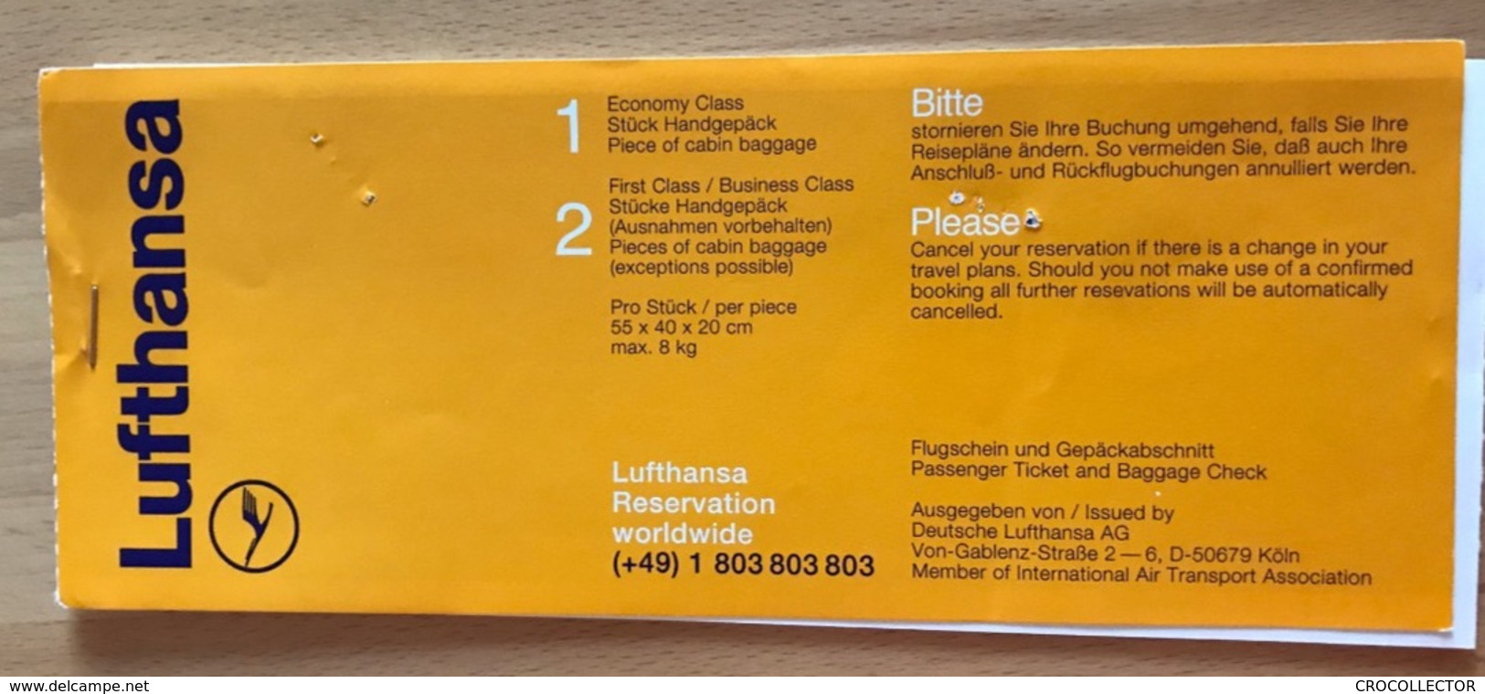 LUFTHANSA TICKET 21SEP97  MOSCOW FRANKFURT MOSCOW - RETURN NOT FLOWN - Biglietti