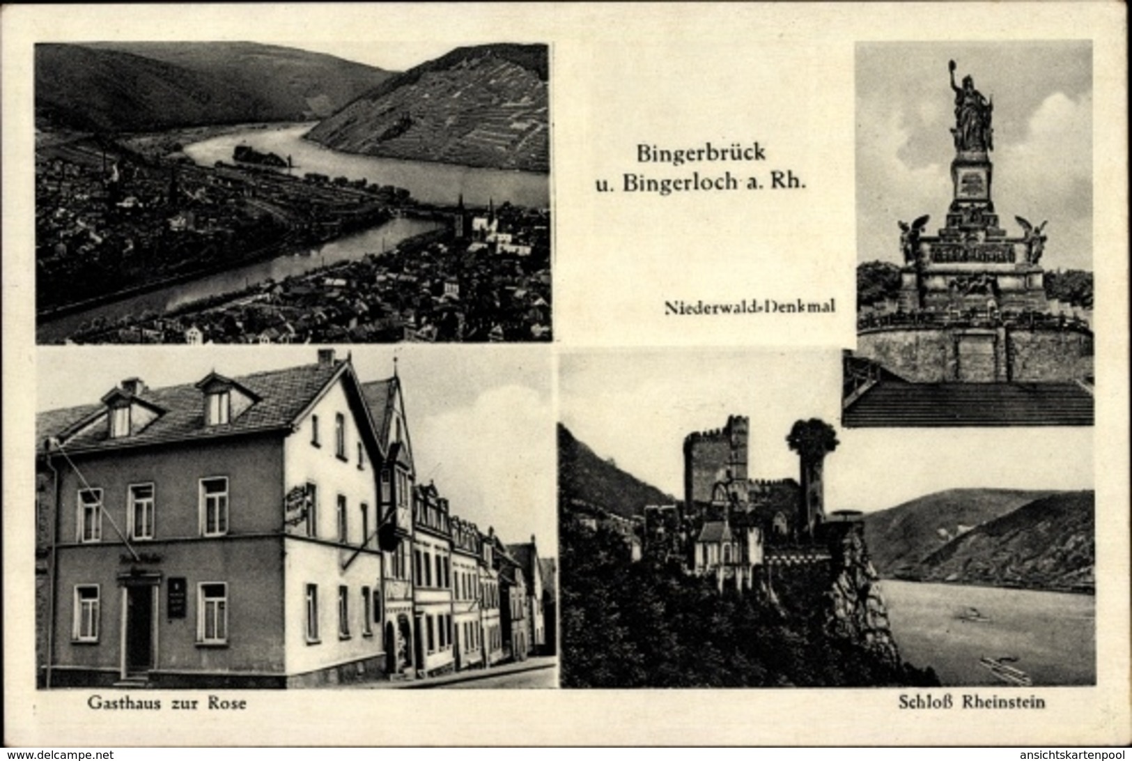 Cp Bingerbrück Bingen Am Rhein, Stadtansichten, Gasthaus Zur Rose, Schloss Rheinstein - Other & Unclassified