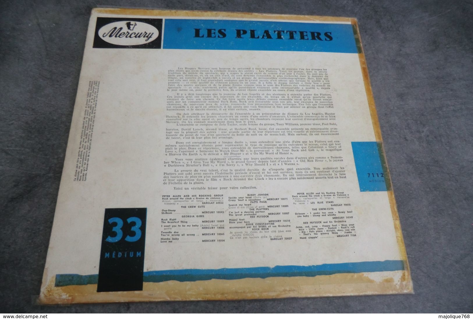 Disque - The Platters - Glory Of Love - Mercury 7112 Medium - 1956 France - - Soul - R&B