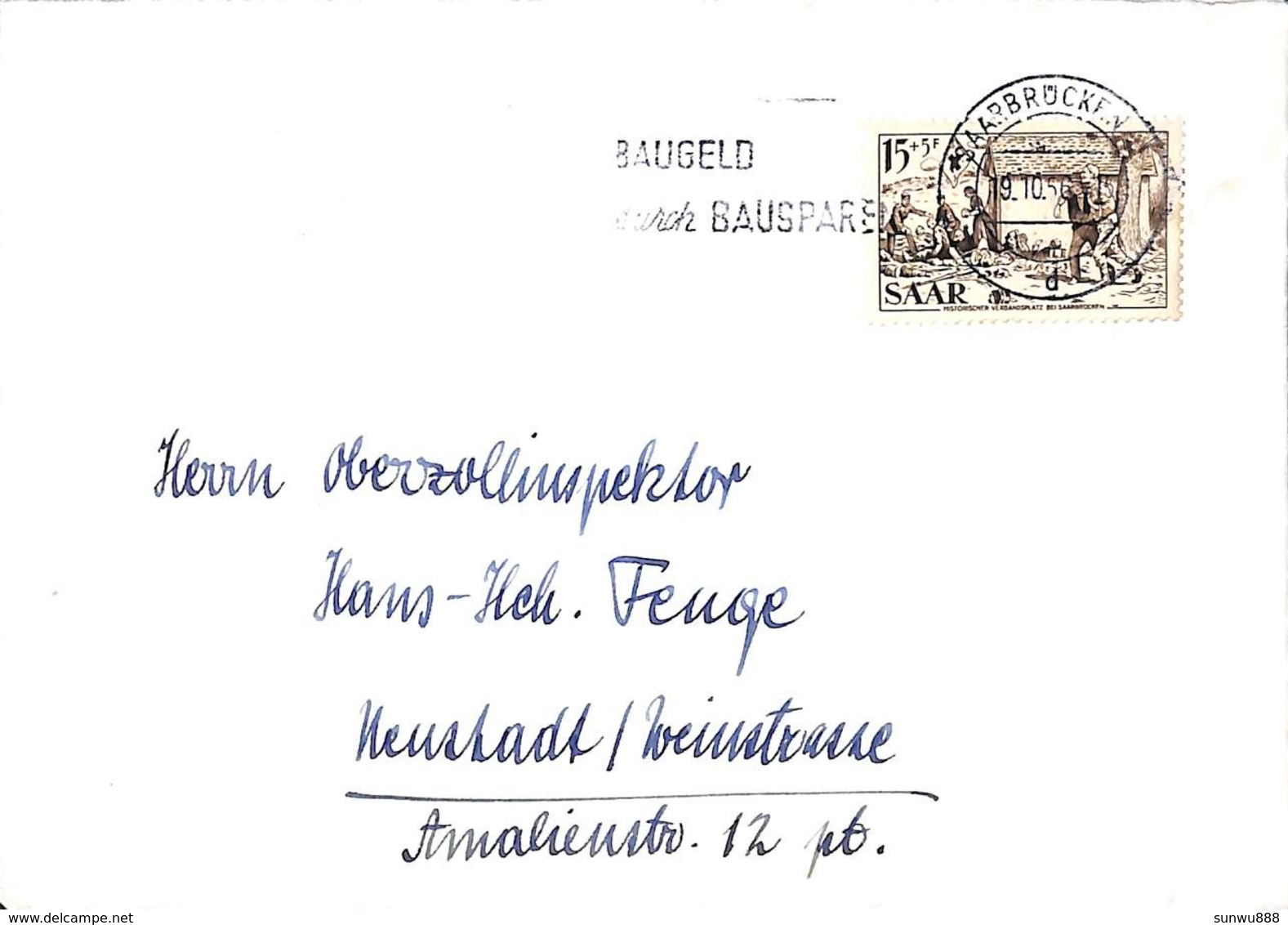 Saar Saarbrücken 1956   (prix Fixe Fixed Price) - Poste Aérienne