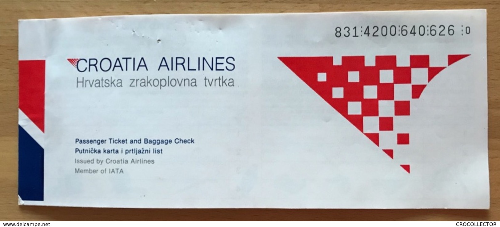 CROATIA AIRLINES TICKET 17AUG96 SPLIT FRANKFURT SPLIT - Biglietti