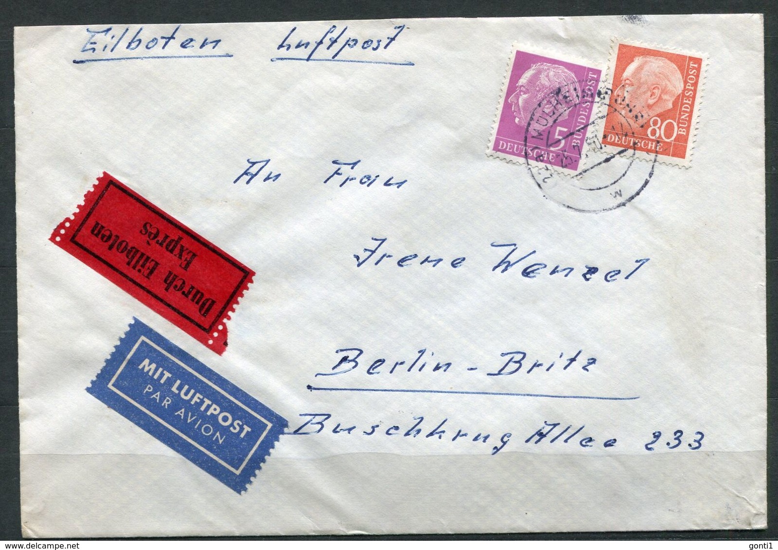 Germany 1960 Luftpost/Express Bedarfsbrief/Cover Mit Mi.Nr.264 MiF Mit Tstp."Mülheim A.d.Ruhr" Nach Berlin"1Beleg - Sonstige & Ohne Zuordnung