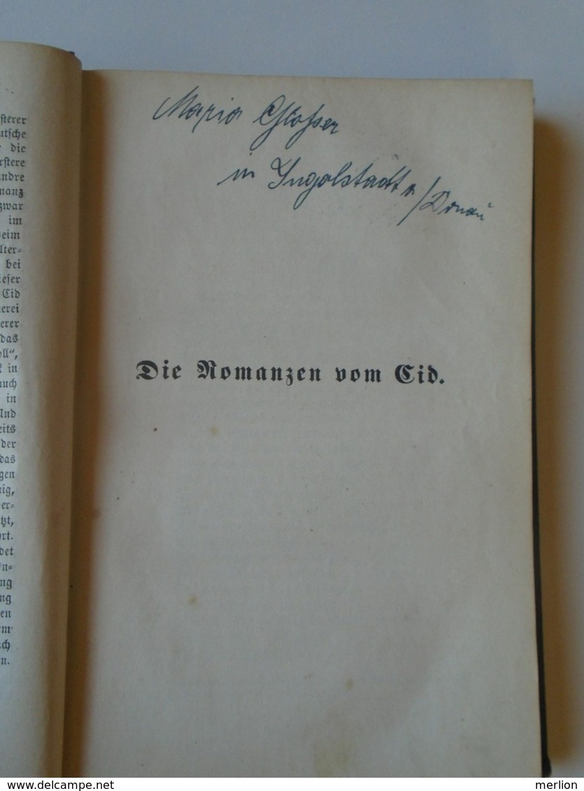 ZA296.2 Die Romanzen Vom Cid - Von Karl Eitner  Hildburghausen  1871 - Duitse Auteurs