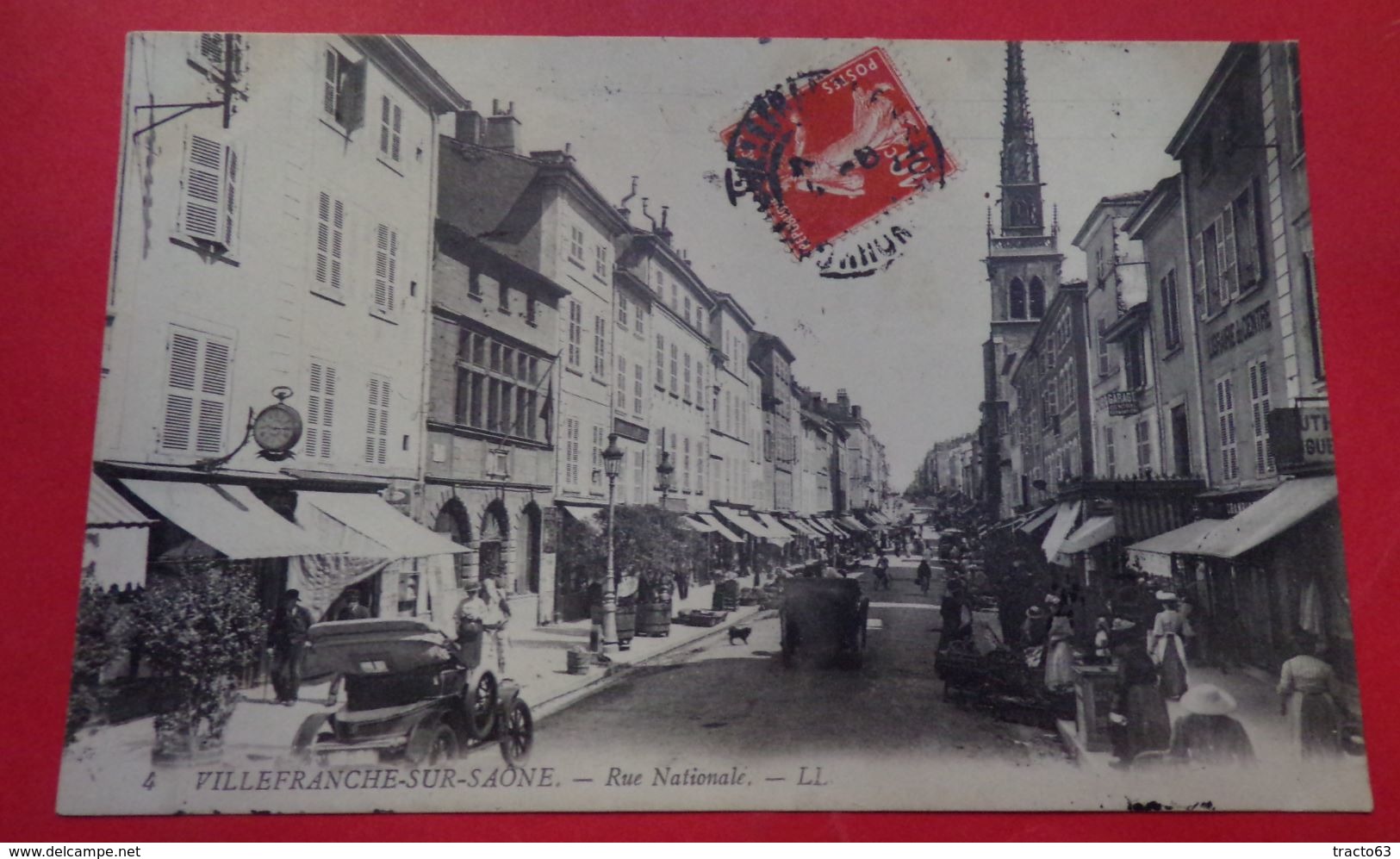 CARTE POSTALE RHONE : VILLEFRANCHE-SUR-SAONE , RUE NATIONALE,  ETAT VOIR PHOTO   . POUR TOUT RENSEIGNEMENT ME CONTACTER. - Villefranche-sur-Saone