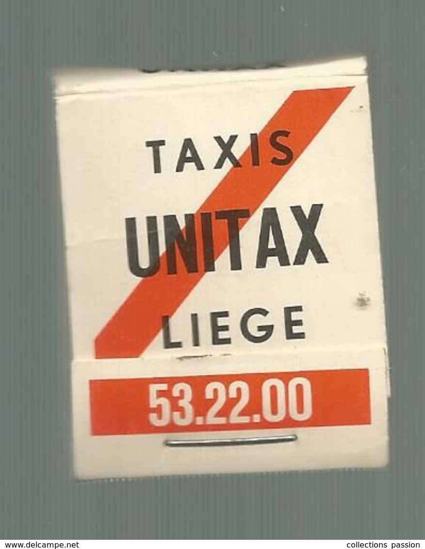 Boite D'allumettes , Pochette, Taxis UNITAX , LIEGE ,BELGIQUE , 2 Scans - Luciferdozen