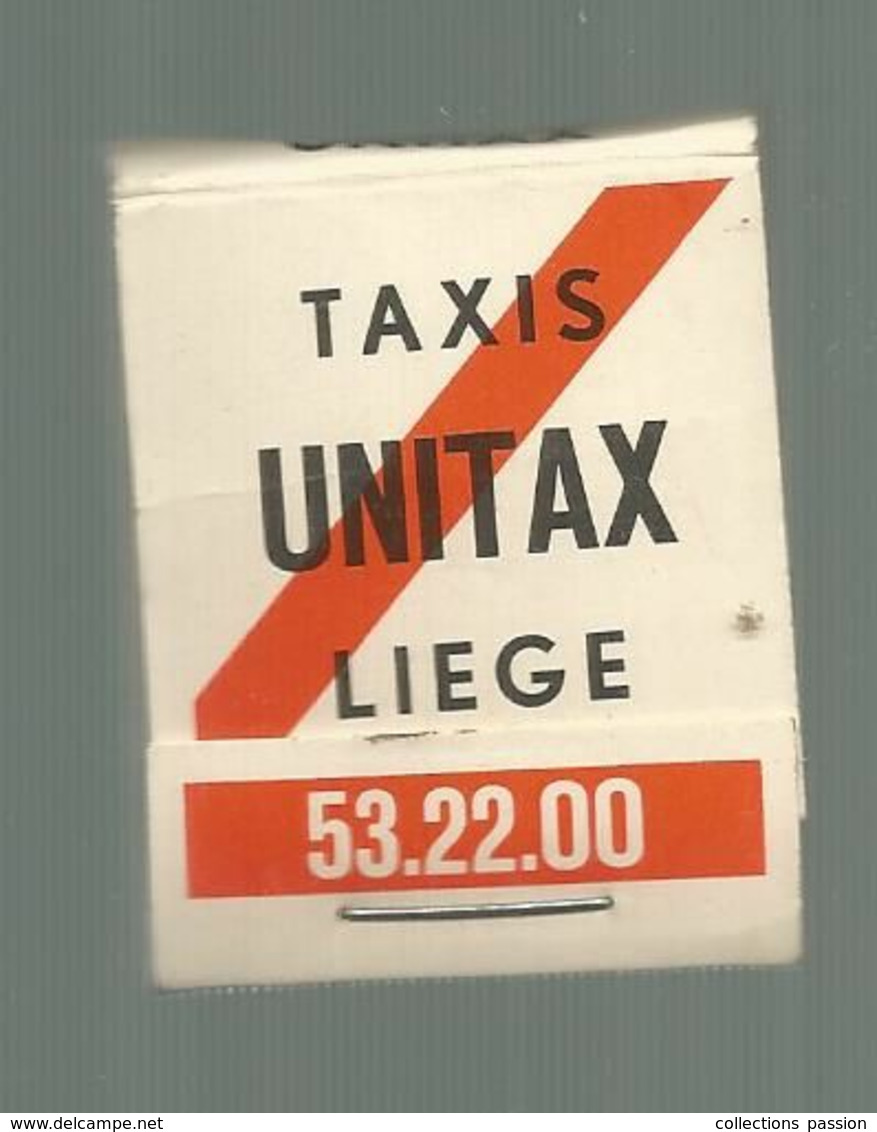 Boite D'allumettes , Pochette, Taxis UNITAX , LIEGE ,BELGIQUE , 2 Scans - Scatole Di Fiammiferi