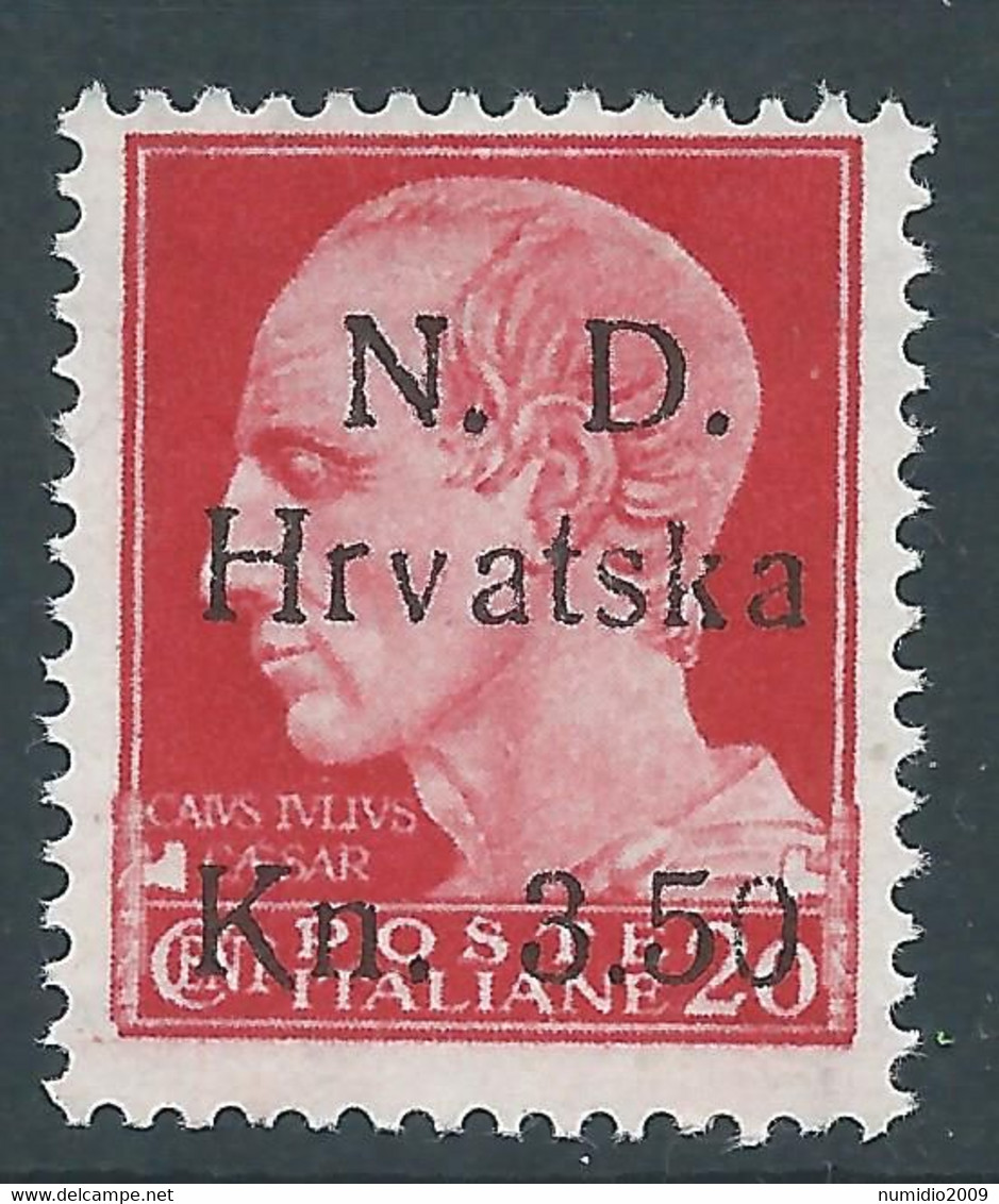 1944 OCCUPAZIONE CROATA SEBENICO E SPALATO 3,50 SU 20 CENT MH * - RB37-4 - Croatian Occ.: Sebenico & Spalato